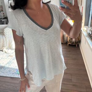 michael stars baby blue short sleeve v neck ringer tee